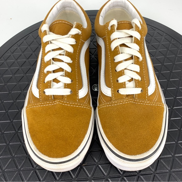 Vans Women 37 Size 7 Sneakers Yellow Brown Canvas Suede Old Skool Shoes Low Top - Picture 3 of 10